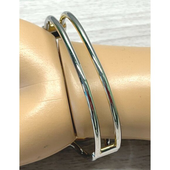 Womens Bracelet Watch Cuff Peck & Peck Light Gold Tone w/ Rhinestone Accents - Picture 2 of 8